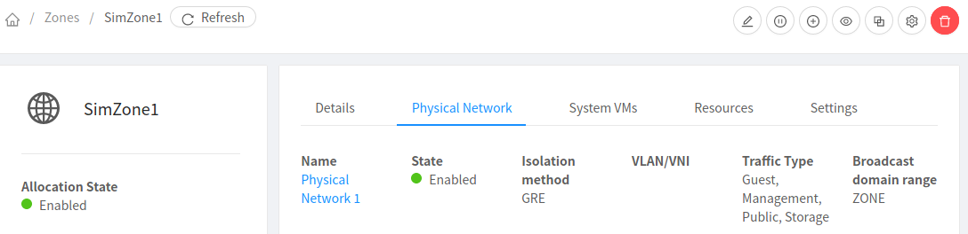 a screenshot of a physical Network with the GRE isolation type