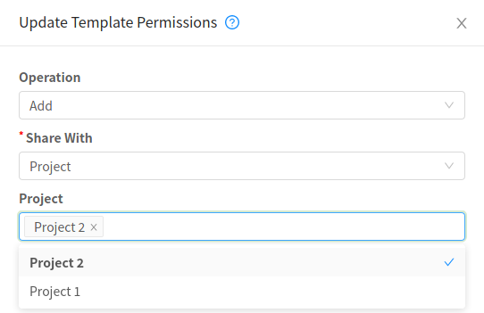 Sharing template with 2 specific projects
