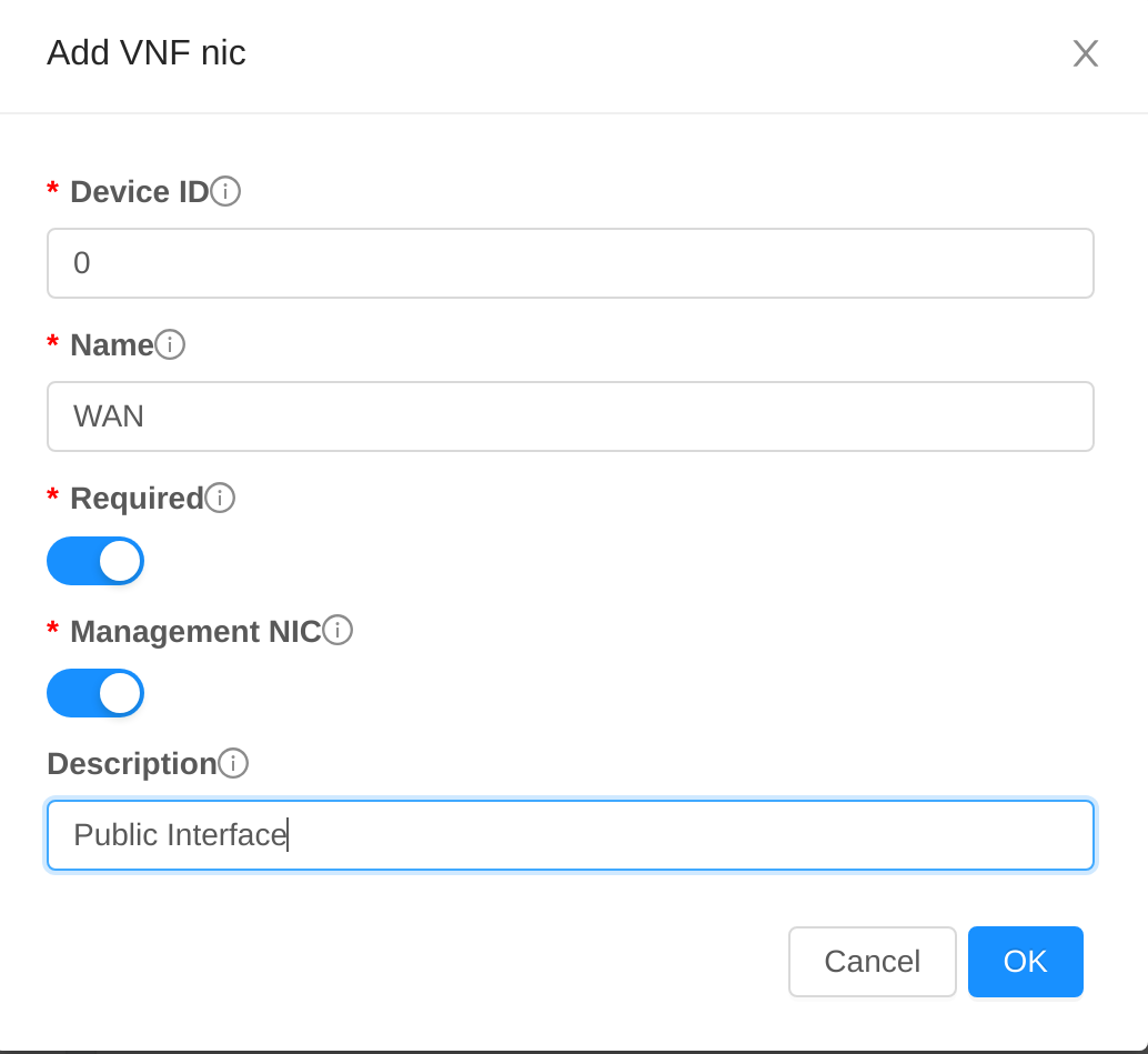 Add VNF nic