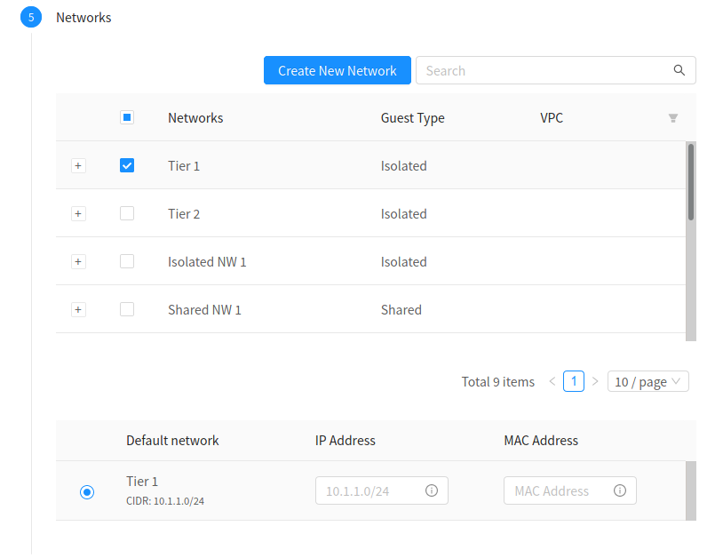 adding an Instance to a VPC tier and shared network.