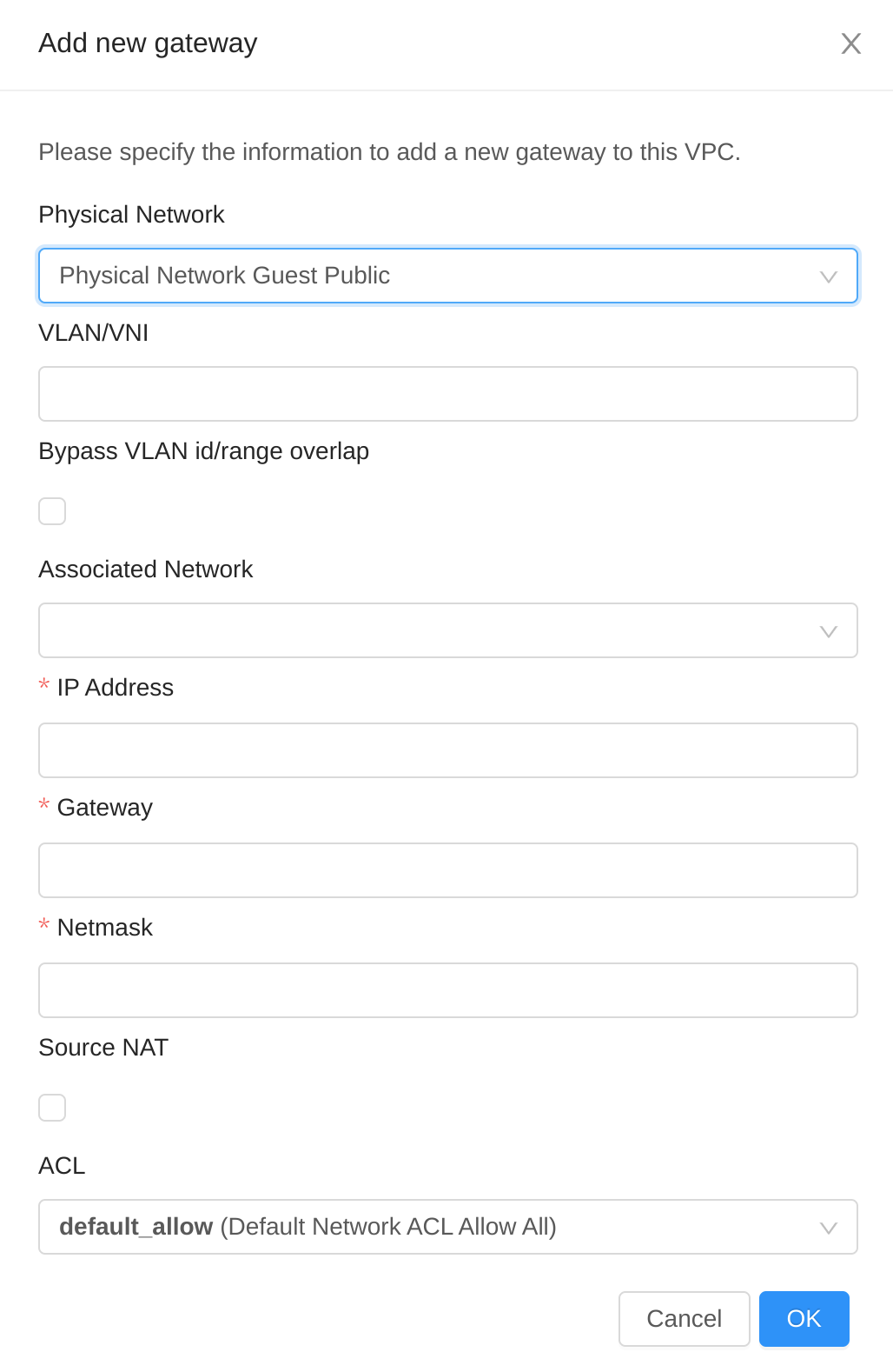 adding a private gateway for the VPC.