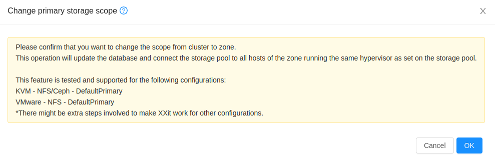 Change Primary Storage Scope to Zone via UI