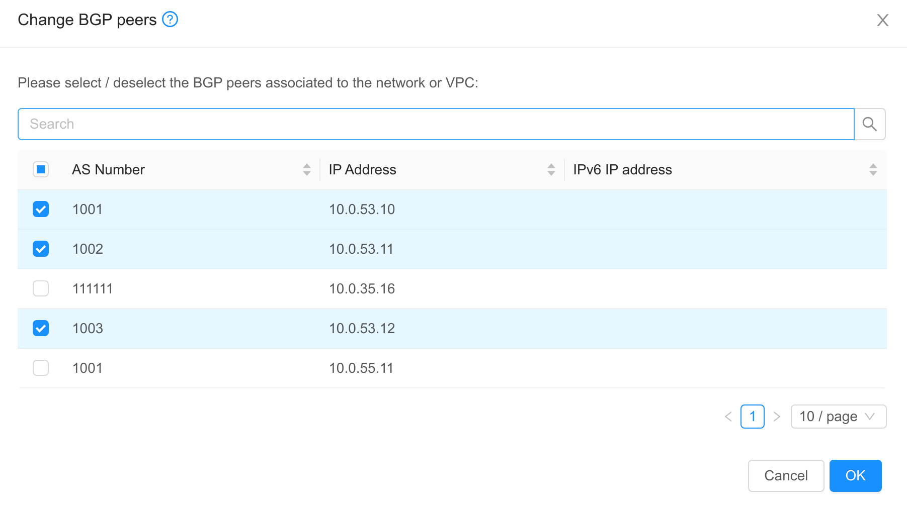 Change BGP peers for VPC with Dynamic Routing