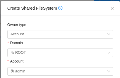 Create Shared FileSystem Admin Options