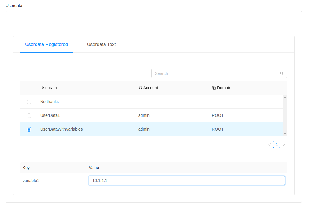 Provide userdata id or userdata with variables text dialog box