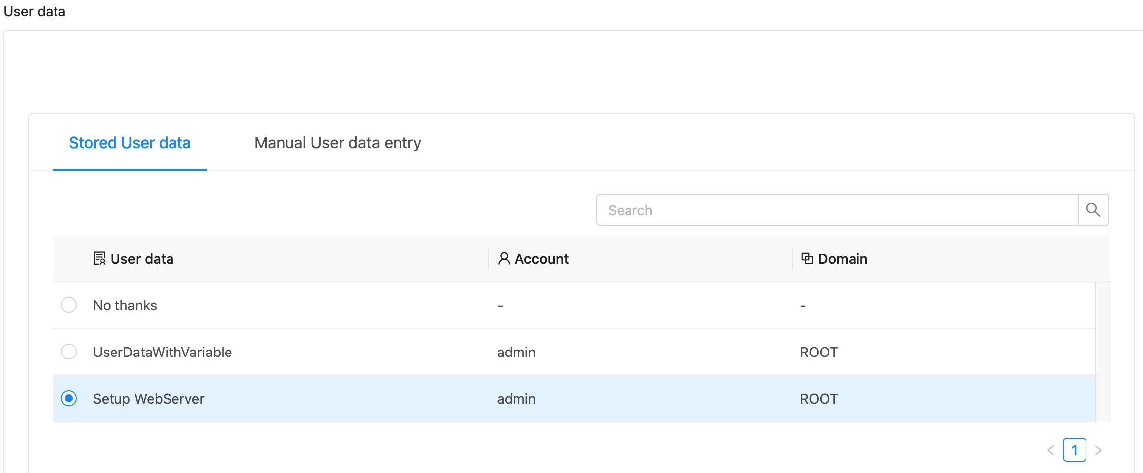 Provide user data id or user data text dialog box