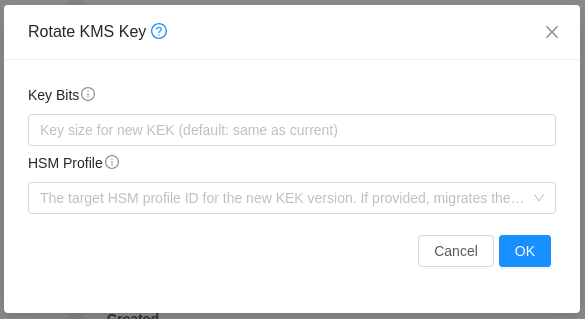 Rotate Key option in KMS Keys list