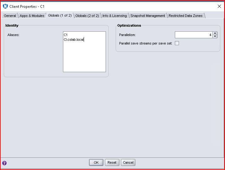 Cluster client Globals (1 of 2).